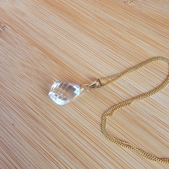ROCK CRYSTAL Necklace Minimalist Crystal Gemstone CLEAR - Picture 5 of 5